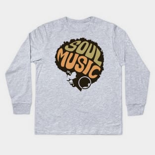 Soul Music Black History Month Afro Hair Gift Kids Long Sleeve T-Shirt